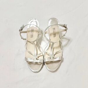 Michael Kors Shiny Silver Strappy Heels